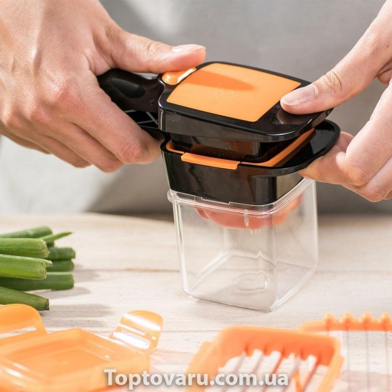 Овочерізка з контейнером Nicer Dicer Quick помаранчева 531 фото