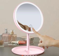 Круглое зеркало с подсветкой Make Up Mirror 3 режима Розовый 4510 фото