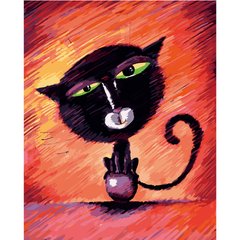 Картина за номерами Strateg ПРЕМІУМ Кіт на кульці з лаком розміром 40х50 см VA-2663 VA-2663-00002 фото