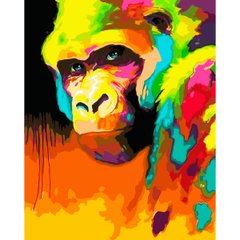 Картина за номерами Strateg ПРЕМІУМ Арт-мавпа з лаком розміром 40х50 см (SY6671) SY6671-00002 фото