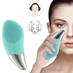 Электрическая силиконовая щетка-массажер для чистки лица Sonic Facial Brush Голубая 4326 фото
