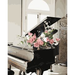 Картина за номерами Strateg ПРЕМІУМ Рояль у квітах з лаком розміром 40х50 см VA-3346 VA-3346-00002 фото
