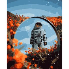 Картина за номерами Strateg ПРЕМІУМ Космонавт у відображенні розміром 40х50 см (GS499) GS499-00002 фото