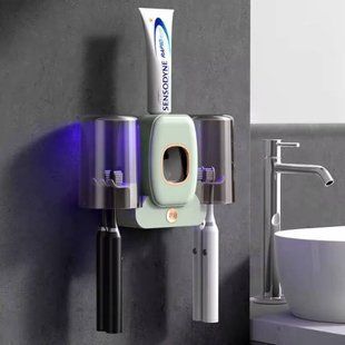 Держатель настенный для зубных щеток +2 чашки TOOTHBRUSH HOLDER Зеленый 34588 фото