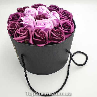 Подарунковий набір мила з троянд у капелюшної коробки Фіолетовий 4201 фото