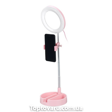 Круглое складное зеркало с LED подсветкой Live Makeup G3 Розовое 3239 фото