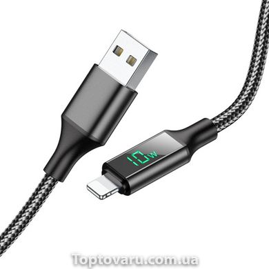 Кабель BOROFONE BU32 USB to iP 2.4A, 1.2m, nylon, алюминиевые подключения, цифровой дисплей, Black BU32LB-00001 фото