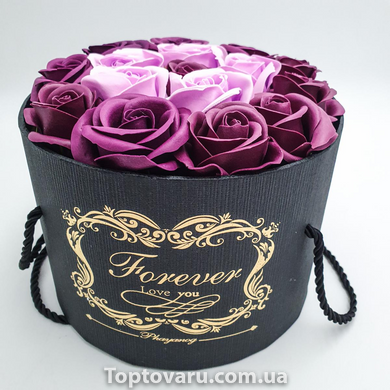 Подарунковий набір мила з троянд у капелюшної коробки Фіолетовий 4201 фото