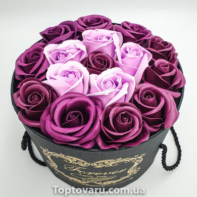 Подарочный набор мыла из роз в шляпной коробке Фиолетовый 4201 фото