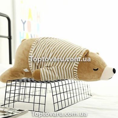 Мягкая игрушка спящий Медвежонок в футболке 35 см Бежевый 7679 фото