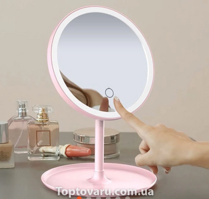 Кругле дзеркало з підсвічуванням Make Up Mirror 3 режиму Рожевий 4510 фото