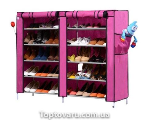 Тканинний подвійний шафа для взуття Shoe Cabinet 5 Layer 6510 Рожевий 4797 фото