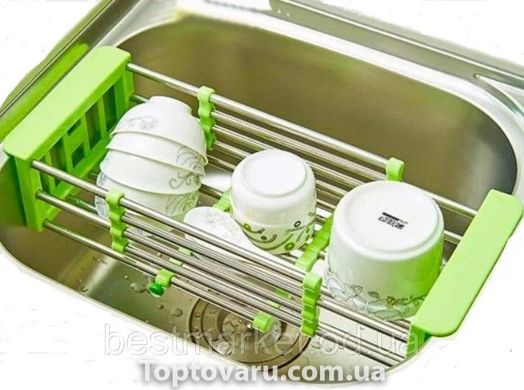 Багатофункціональна складна кухонна полиця Kitchen Drain Shelf Rack Зелена 2045 фото