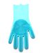 Силиконовые перчатки для мытья и чистки Magic Silicone Gloves с ворсом Светло-голубые 636 фото 3