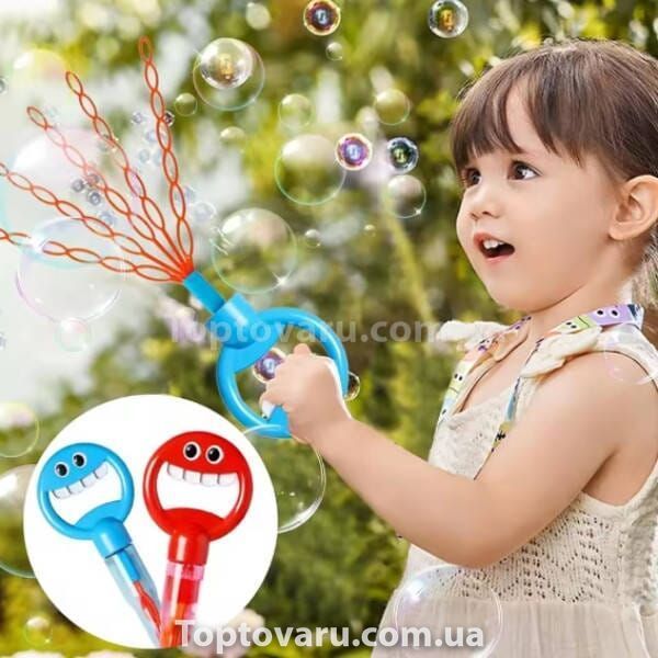 Палочка с емкостью для мыльных пузырей 32 отверстия Голубая 22472 фото