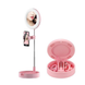Круглое складное зеркало с LED подсветкой Live Makeup G3 Розовое 3239 фото 4