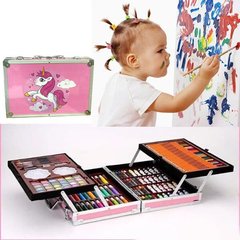 Набір для дитячої творчості у валізі з єдинорогом 144 предмета Рожевий 3102 фото