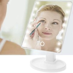 Настільне дзеркало для макіяжу Mirror з LED підсвічуванням 16 діодів квадратне Біле 1568 фото