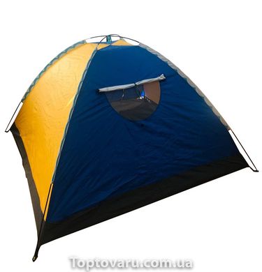 Палатка 4-х местная Синяя с желтым 3944 фото