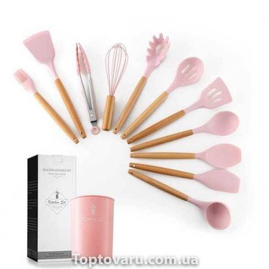 Набір кухонного приладдя 12 предметів Kitchen Set Рожевий 10712 фото