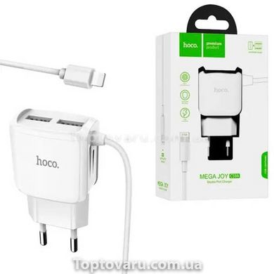 Зарядний пристрій на 2 USB з вбудованим кабелем Micro-USB HOCO 2.4A IPH 18170 фото