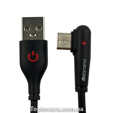 Кабель Mibrand MI-11 Two Colour Elbow Charging Line USB for Type-C 2A 1m Black MIDC/11TB-00001 фото