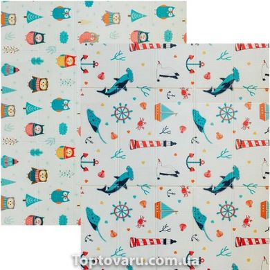 Дитячий двосторонній, складний килимок - Морський сезон та Зимові совушки 9915 фото