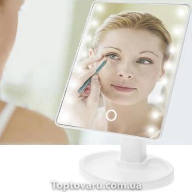 Настольное зеркало для макияжа Mirror c LED подсветкой 16 диодов квадратное Белое 1568 фото