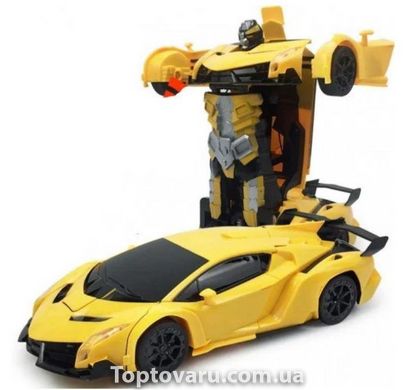 Машинка Трансформер Lamborghini Robot Car Size 1:18 Желтая С ПУЛЬТОМ 4098 фото