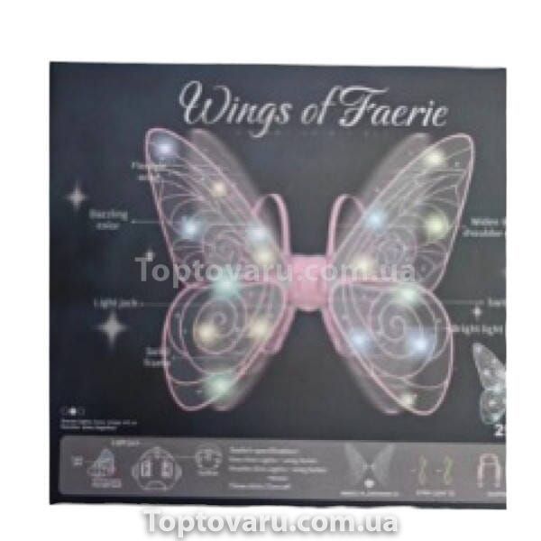 Крила феї світлодіодне підсвічування, музика на батарейці Wings of Fairie Рожеві 20432 фото