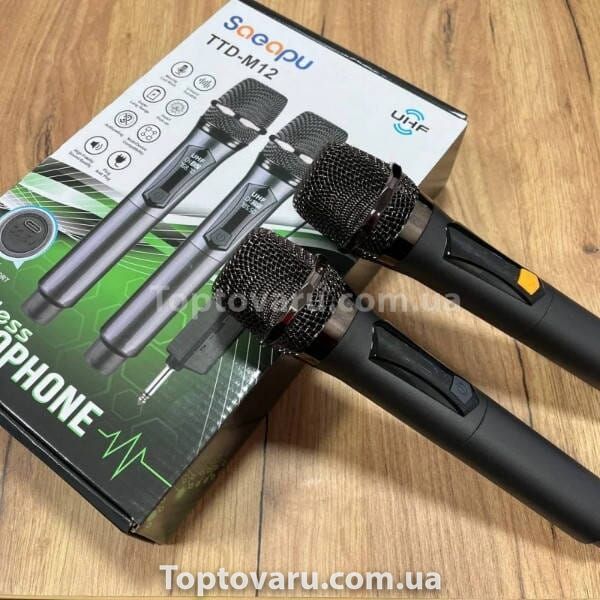Караоке система на два микрофона UHF TTD-M12 Черная 32943 фото