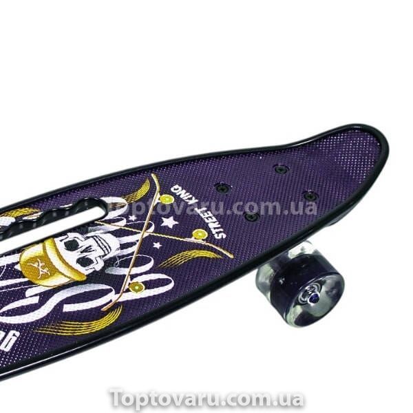 Пенні борд зі світними колесами PU Penny Board Street King Череп 27416 фото