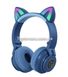 Навушники безпровідні LED з котячими вушками і підсвічуванням Сині (в асортименті) 5560 фото 1