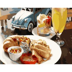 Картина по номерам Strateg ПРЕМИУМ Завтрак с круасаном размером 40х50 см (GS295) GS295-00002 фото