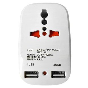 Мережний розгалужувач з 2 usb виходами в розетку Travel Adaptor 823 Білий 6173 фото