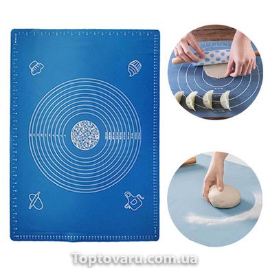 Кондитерський силіконовий килимок для розкочування тіста 50 на 70см Синій 6797 фото