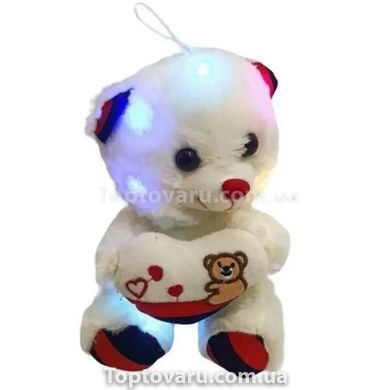 Светящийся, говорящий плюшевый мишка Тедди с сердцем Белый 10692 фото
