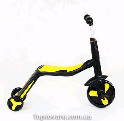 Самокат-велобіг-велосипед 3 в 1 S 868 Best Scooter, 8 мелодій, колеса PU Жовтий 2222 фото