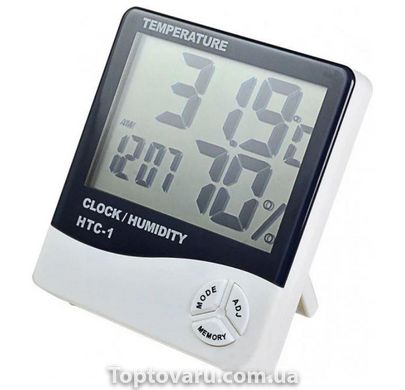 Цифроые годинник гігрометр LCD 3 в 1 HTC-1 Білий 4325 фото