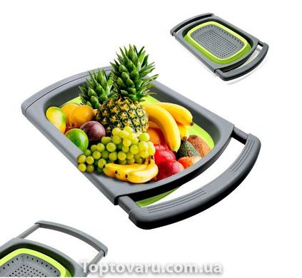 Складной силиконовый дуршлаг для мытья овощей и фруктов JM-608-1 Зеленый 4631 фото