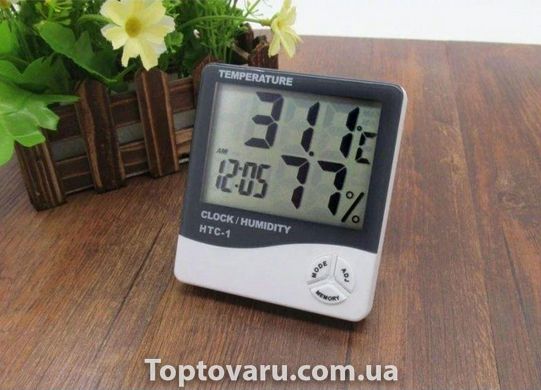 Цифроые годинник гігрометр LCD 3 в 1 HTC-1 Білий 4325 фото
