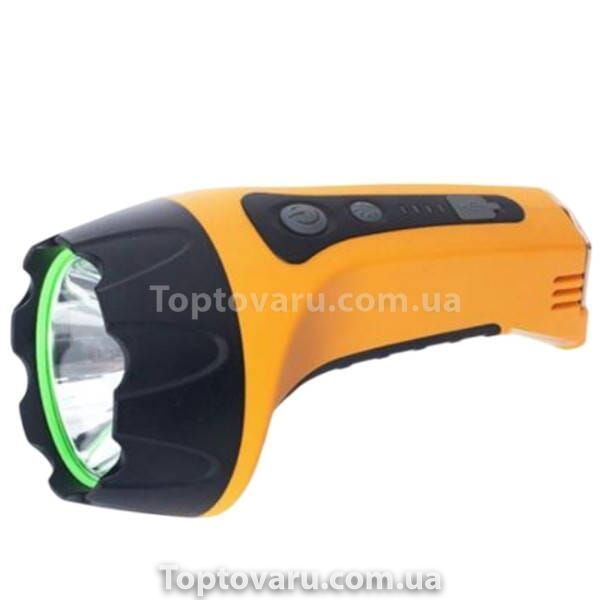Фонарь ручной аккумуляторный с индикатором заряда T60-3W+COB Желтый 21820 фото