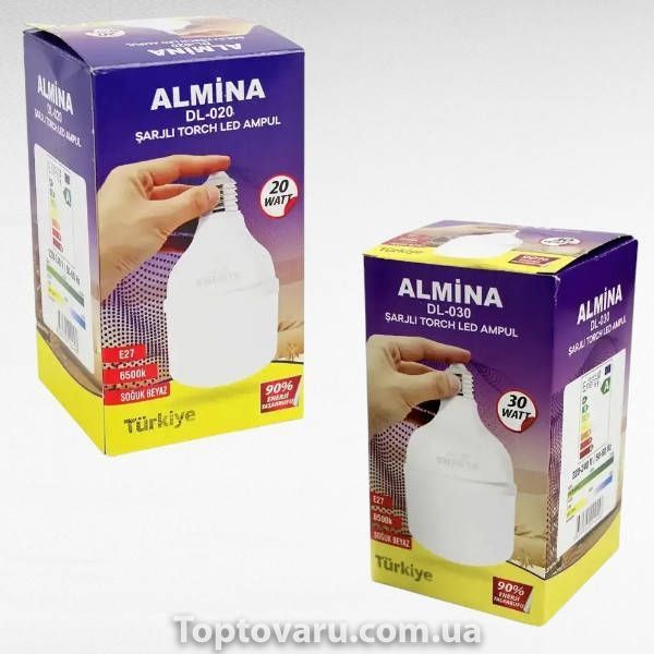 Лампочка аккумуляторная 30Вт ALMINA DL-030 Белая 36347 фото