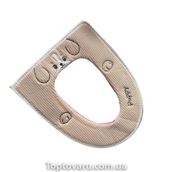 Чохол-сидіння на унітаз з вишивкою Puppy Toilet seat cover AND 01 Р Бежевий 33781 фото