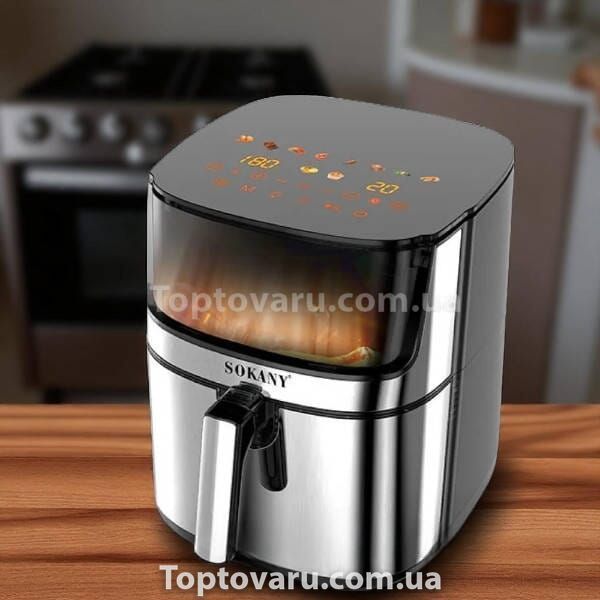 Аерофритюрниця 6,5л 40x35x35см 2000Вт Sokany SK-10045 Чорна з сірим 26318 фото