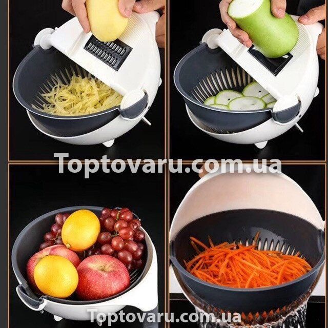 Многофункциональная овощерезка 9в1 круглая Basket Vegetable Cutter Белая 2048 фото