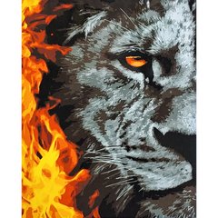 Картина за номерами Strateg ПРЕМІУМ Вогняний тигр з лаком розміром 40х50 см (SY6778) SY6778-00002 фото