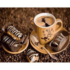 Картина по номерам Strateg ПРЕМИУМ Кофе со сладостями размером 40х50 см (DY281) DY281-00002 фото