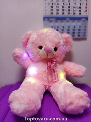 Светящийся мишка 50 см BONDIK Original розовый с розовой лентой NEW фото