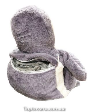 Іграшка-подушка Пінгвін з пледом 3 в 1 Сірий 2773 фото